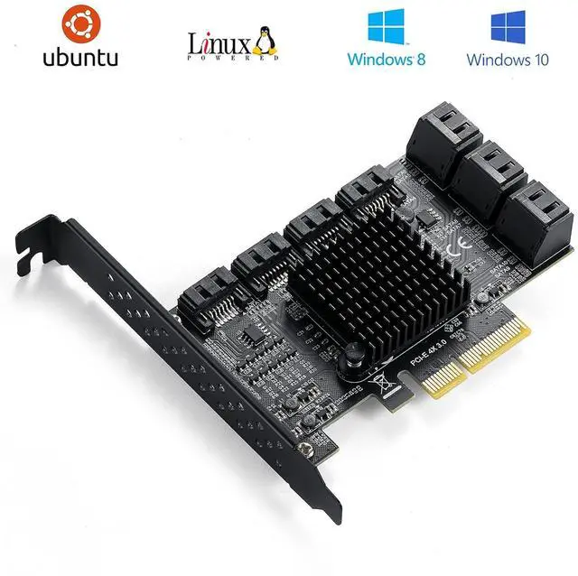 Alt view image 2 of 7 - PCIe SATA Controller Card 10 Port with 10 SATA Cables and Low Profile Bracket - 6Gbps 3.0 PCIe Card,Support 10 Port 3.0 Devices