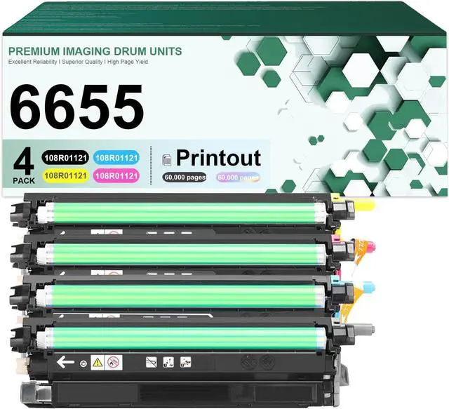 Main image of 6655 Imaging Drum Unit Compatible for Xerox 108R01121 Drum Kits 4 Pack High Yield Fit for Xerox WorkCentre 6655 6655i Printers
