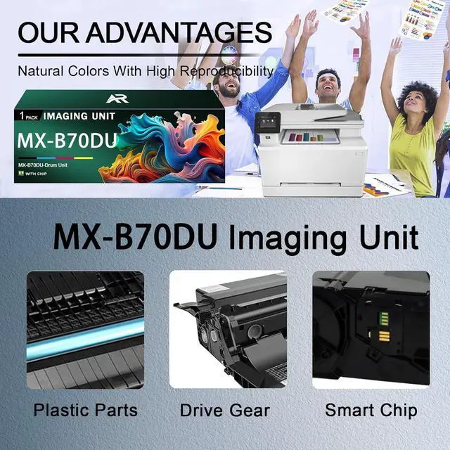 Alt view image 4 of 7 - MX-B70DU Drum Unit Compatible for Sharp MX-B70DU Imaging Unit Work for Sharp MX-B557F MX-B557P MX-B707F MX-B707P Printer
