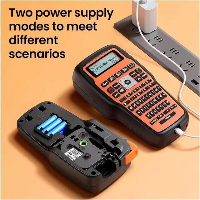 Alt view image 5 of 7 - Label Printer, E1000 Handheld Portable Label Printer Industrial Maker Compatible QWERTY Keyboard Symbol(E1000Orange)