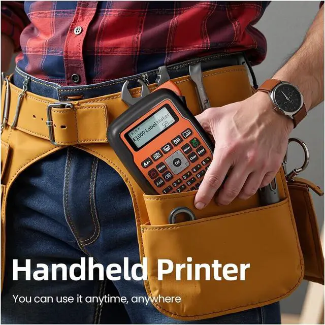Alt view image 7 of 7 - Label Printer, E1000 Handheld Portable Label Printer Industrial Maker Compatible QWERTY Keyboard Symbol(E1000Orange)