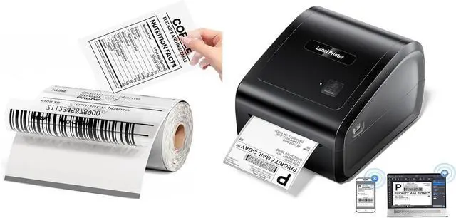 Main image of D550 Pro Bluetooth Thermal Label Printer&100Pcs Transparent Thermal Labels 4x6,Wireless Thermal Labels Printers for Small Business,Office, Home,Support Bluetooth/Ethernet/USB
