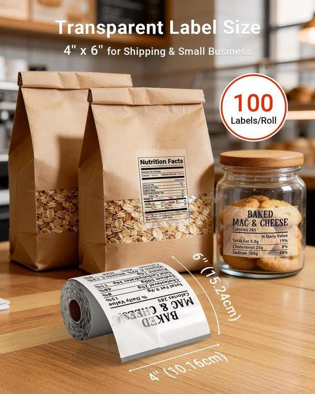 Alt view image 5 of 7 - D550 Pro Bluetooth Thermal Label Printer&100Pcs Transparent Thermal Labels 4x6,Wireless Thermal Labels Printers for Small Business,Office, Home,Support Bluetooth/Ethernet/USB