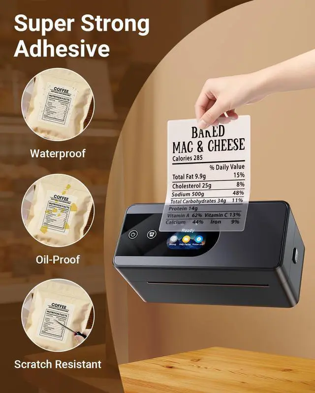 Alt view image 7 of 7 - D520BT Bluetooth Shipping Label Printer 4x6&100Pcs Transparent Thermal Labels Self-Adhesive Waterproof Thermal Stickers for Small Business DIY Coffee Bean