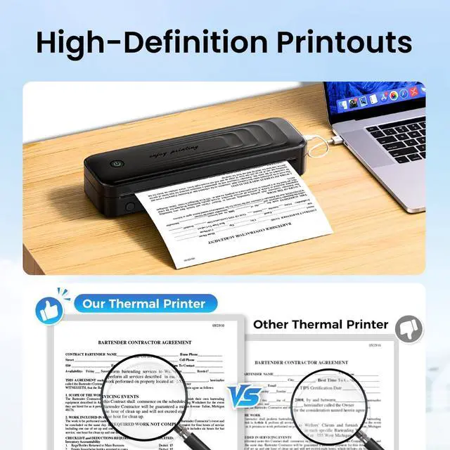 Alt view image 5 of 6 - TATTMUSE Inkless Portable Printer for Travel, Wireless Thermal Printer Support 8.5" X 11" Letter & A4 Thermal Paper, Small Mobile Compact Printer with Carry Case & 4 Rolls Thermal Paper