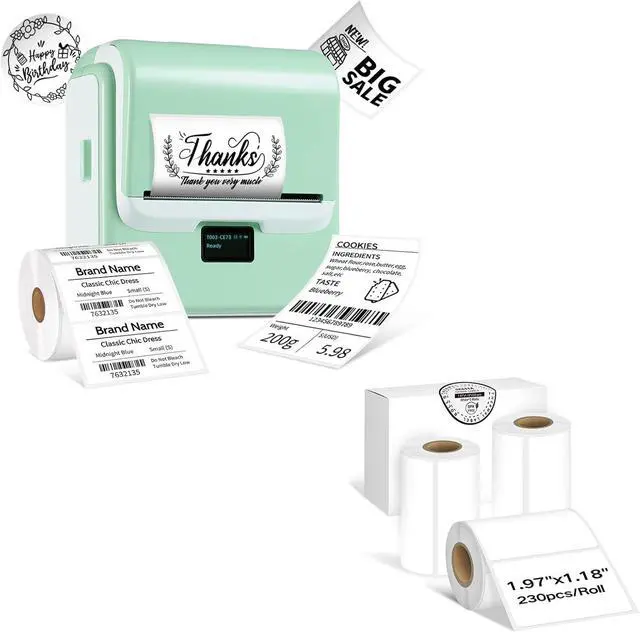 Main image of ORGSTA Label Maker Machine with Tape, T003 Thermal Label Maker, 0.8-3.15 Inch Bluetooth Label Printer with White 3 Roll Self-Adhesive 1.96'' x 1.18" Thermal Paper, Compatible with Phone & PC