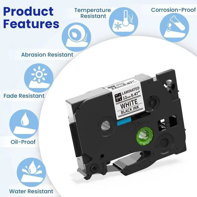 Alt view image 6 of 7 - 20PK Tz Tape 12mm 0.47 Laminated White, Replace for Brother P-Touch TZe-231