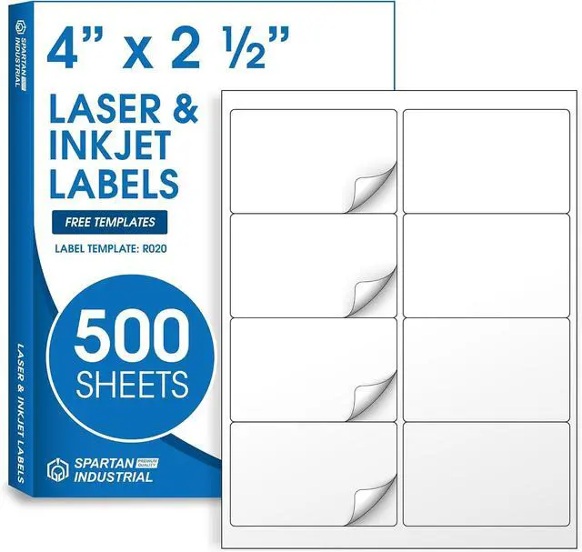 Main image of 4" X 2.5" Matte White Printable Shipping Labels (500 Sheets, 4000 Stickers)