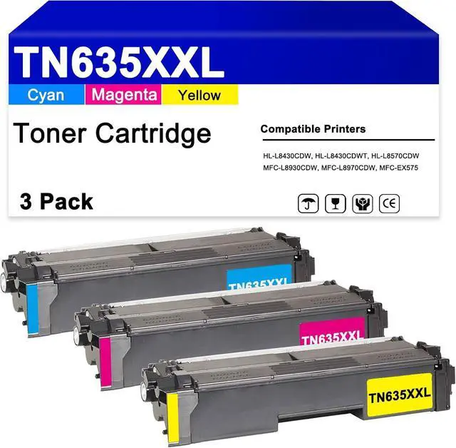 Main image of TN635 TN635XXL High Yield Toner Cartridge Replacement for Brother TN635XXL Toner Work for HL-L8430CDW, HL-L8430CDWT, HL-L8570CDW, MFC-L8930CDW, MFC-L8970CDW and MFC-EX575 Printers3 Pack