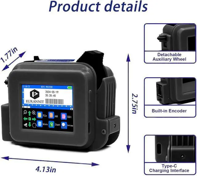Alt view image 6 of 7 - XMINI Handheld Inkjet Printer 12.7mm with ER520 Ink Cartridge