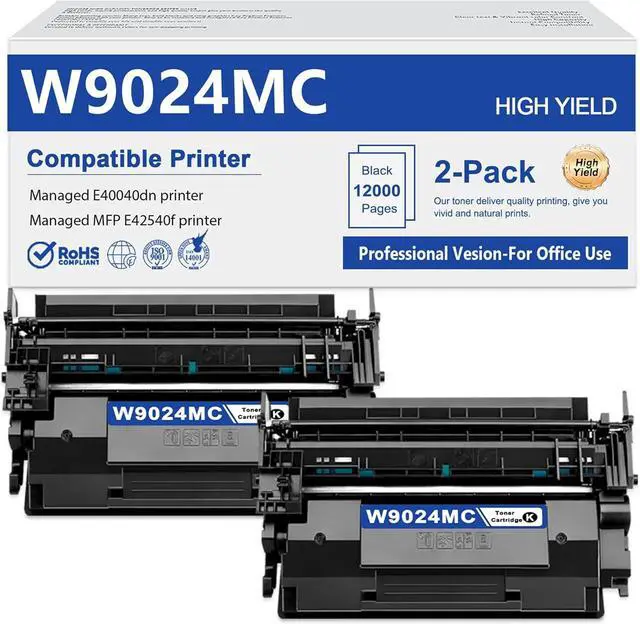 Main image of W9024MC Toner Cartridge (2-Pack,12,000 Pages)-Replacement for W9024MC W9024 MC Black High Yield Toner Cartridge Work for Managed E40040dn E42540f Printers