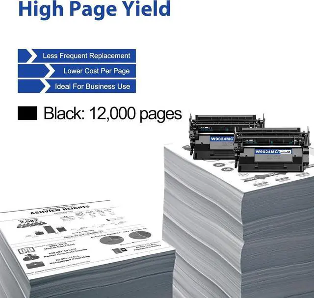 Alt view image 3 of 7 - W9024MC Toner Cartridge (2-Pack,12,000 Pages)-Replacement for W9024MC W9024 MC Black High Yield Toner Cartridge Work for Managed E40040dn E42540f Printers