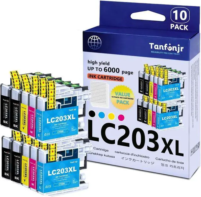 Main image of LC203XL High Yield Ink Cartridges Combo Pack 10-Pack (4BK/2C/2M/2Y) Replacement for Brother MFC-J480DW MFC-J880DW MFC-J4420DW MFC-J680DW MFC-J885DW Printer Ink