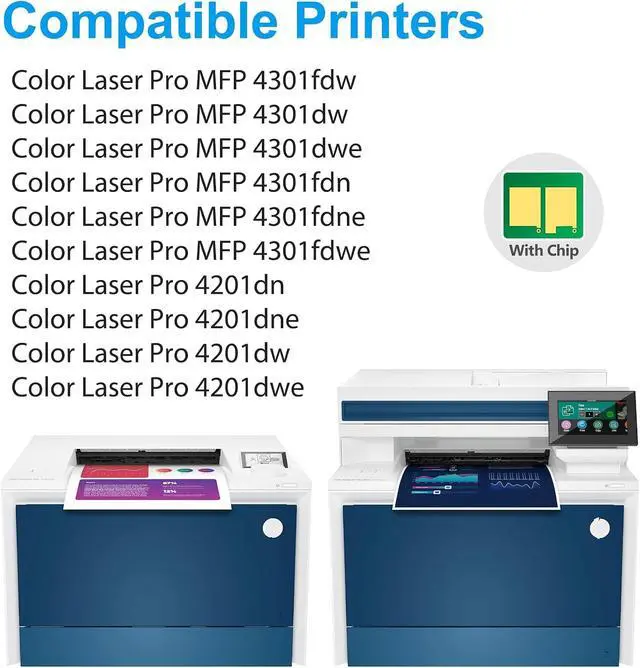 Alt view image 2 of 7 - 210X Toner Cartridges 4 Pack High Yield with Chip MFP 4301fdw Toner