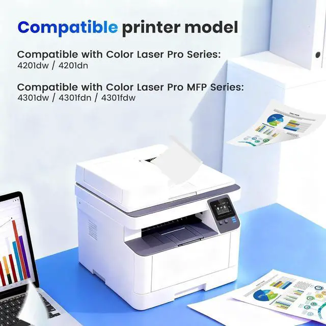 Alt view image 2 of 6 - 210A 210X Toner - 4301fdw 4201dn Toner Work with HP 210A Cartridges 4 Pack Compatible for HP Color LaserJet Pro MFP 4301fdw 4301fdn 4201dn 4201dw, W2100X W2100A Printer (with Chip)