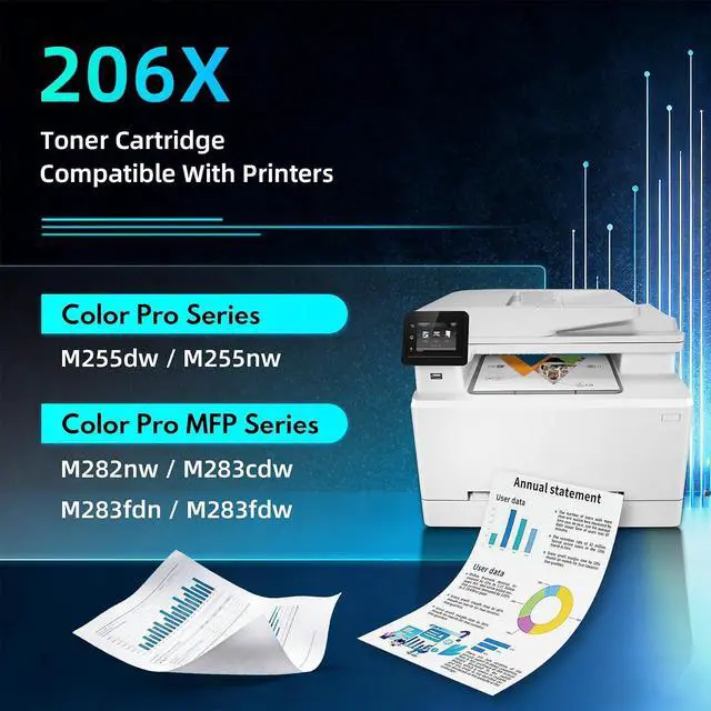 Alt view image 2 of 7 - 206X High Yield Toner Cartridge 4 Pack (with Chip) Replacement for HP 206X