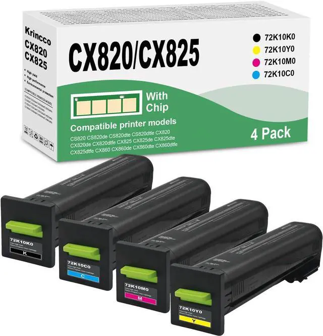 Main image of 72k10 CX820 CX825 CS820 Toner Cartridge Compatible with Lexmark 72K10K0 72K10C0 72K10M0 72K10Y0 for CX825 CX820 CX860 CX825de CX820dtfe CX825dte CX820de CX825dtfe CS820de CS820dtfe Printer