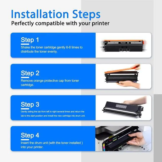 Alt view image 6 of 7 - TN431 Toner Cartridge Replacement Brother TN-431 3PK, Cyan Magenta Yellow Toner Cartridge, TN4313PK
