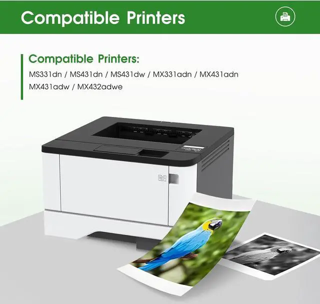 Alt view image 2 of 7 - 55B1H00 Toner Replacement for Lexmark 55B1H00 55B1000 Black Toner Cartridge High Yield for MS331dn MS431dn MS431dw MX331adn MX431adn MX431adw MX432adwe Laser Printer (15,000 Pages)