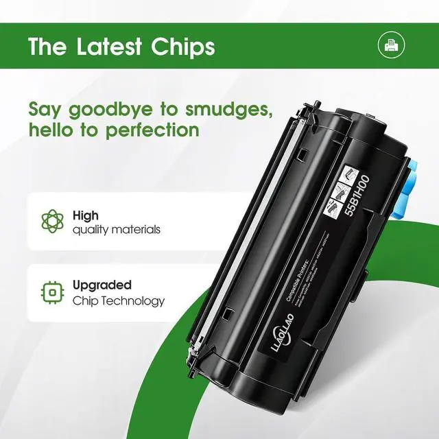 Alt view image 3 of 7 - 55B1H00 Toner Replacement for Lexmark 55B1H00 55B1000 Black Toner Cartridge High Yield for MS331dn MS431dn MS431dw MX331adn MX431adn MX431adw MX432adwe Laser Printer (15,000 Pages)