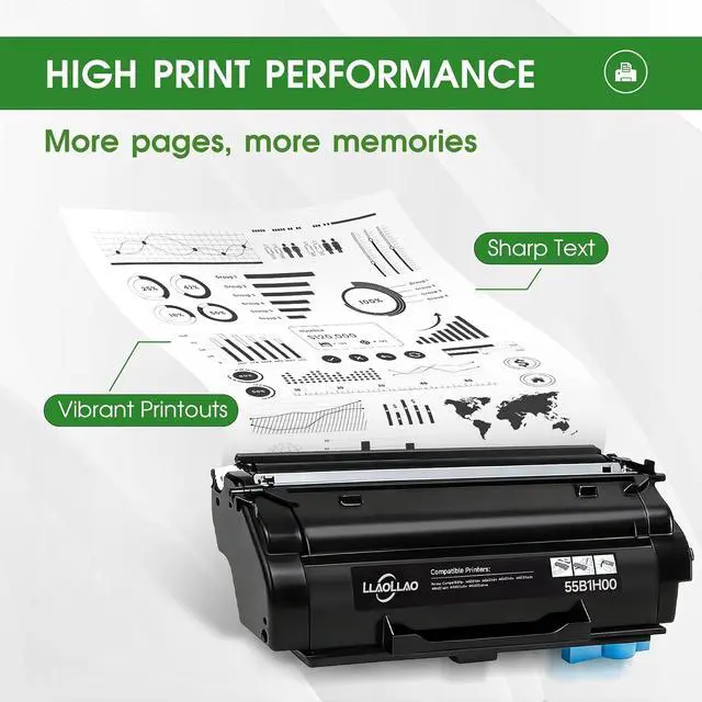 Alt view image 4 of 7 - 55B1H00 Toner Replacement for Lexmark 55B1H00 55B1000 Black Toner Cartridge High Yield for MS331dn MS431dn MS431dw MX331adn MX431adn MX431adw MX432adwe Laser Printer (15,000 Pages)