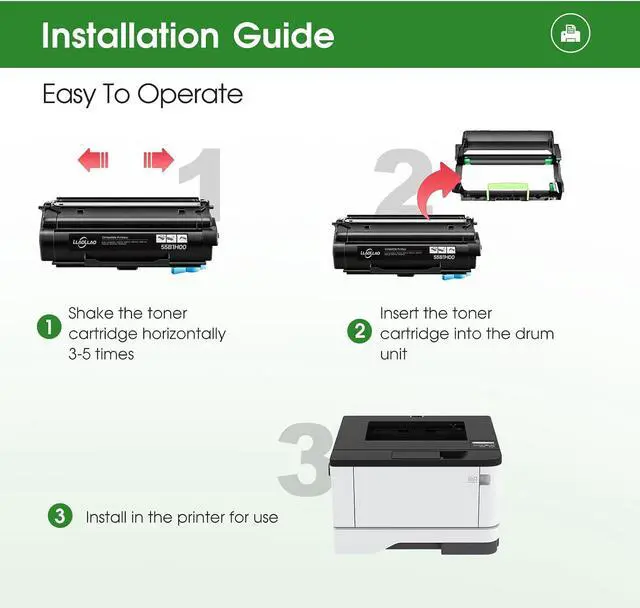 Alt view image 6 of 7 - 55B1H00 Toner Replacement for Lexmark 55B1H00 55B1000 Black Toner Cartridge High Yield for MS331dn MS431dn MS431dw MX331adn MX431adn MX431adw MX432adwe Laser Printer (15,000 Pages)