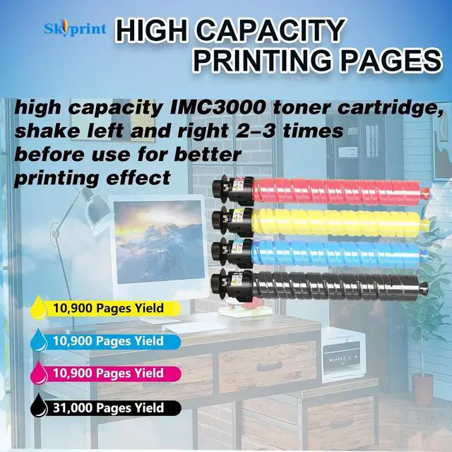 Alt view image 3 of 7 - SkyPrint IMC3000 Toner Cartridge for Ricoh IM C3000 IM C3500 Printer