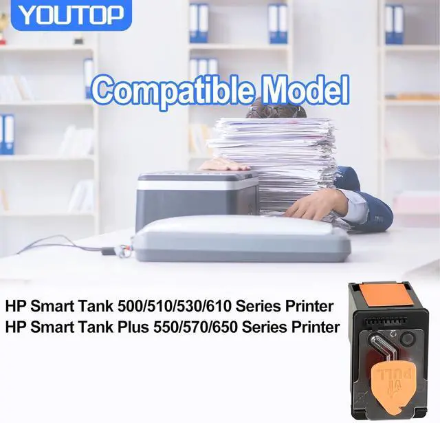 Alt view image 2 of 6 - X4E75A Print Head Smart Tank Plus 651 PrintHead Use for HP Smart Tank 550/510/530/610 Series Smart Tank Plus 550/570/650 Series Printer