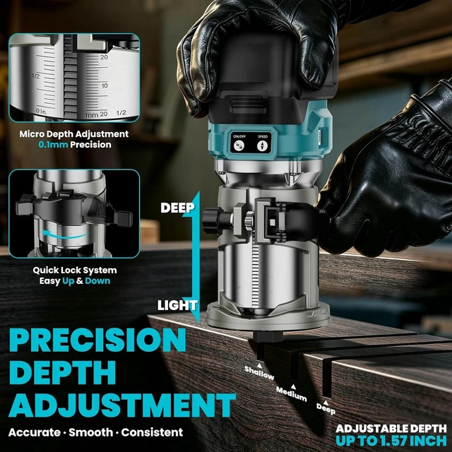 Alt view image 4 of 7 - Cordless Compact Router Compatible with Makita 18V Battery(Bare Tool)