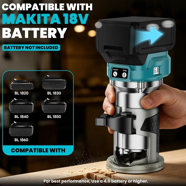 Alt view image 3 of 7 - Cordless Compact Router Compatible with Makita 18V Battery(Bare Tool)