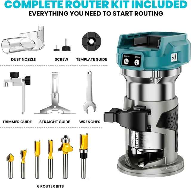 Alt view image 7 of 7 - Cordless Compact Router Compatible with Makita 18V Battery(Bare Tool)
