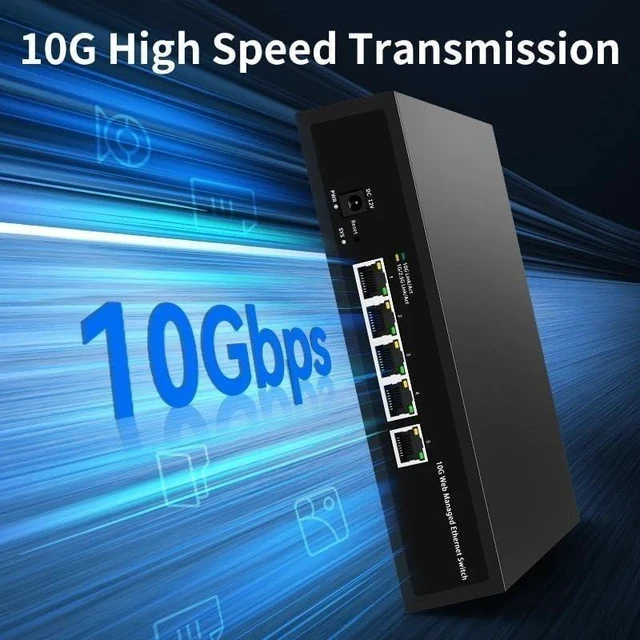 Main image of 10G Switch 5 Port Network Switch 10000Mbps Managed Ethernet Switch