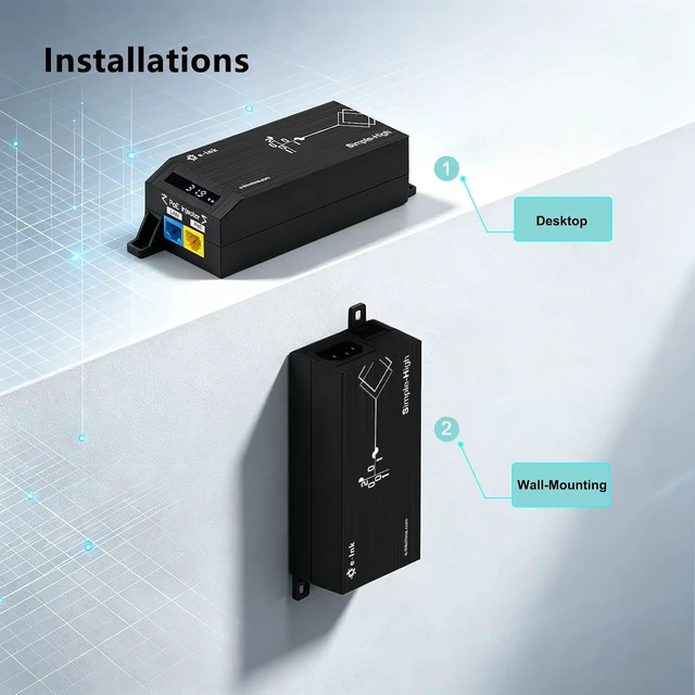 Alt view image 6 of 7 - 1 Port Gigabit RJ45 IEEE802.3bt 90W AI Smart PoE++ Injector