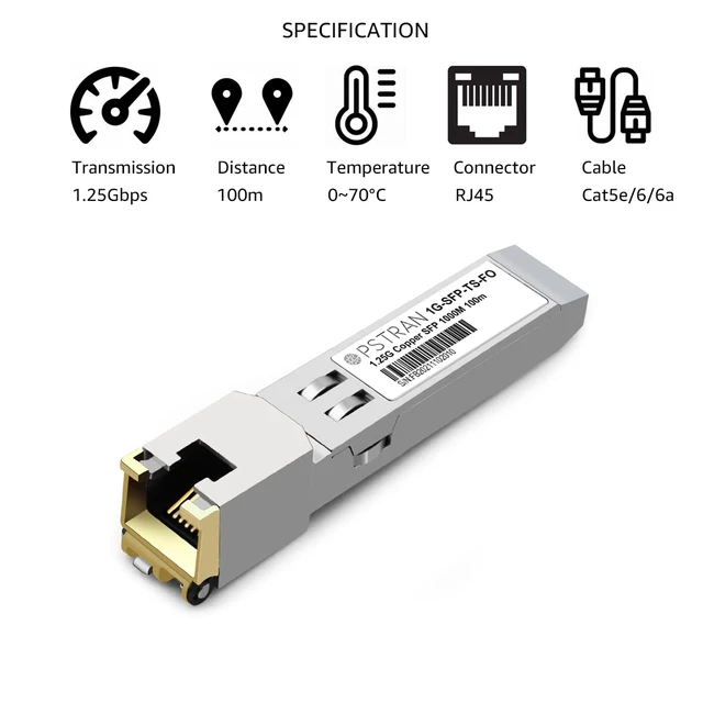 Alt view image 2 of 5 - 1000BASE-T SFP RJ45 Copper Transceiver Module Compatible with Fortinet FS-TRAN-GC FG-TRAN-GC FR-TRAN-GC 100m Cat5e/6