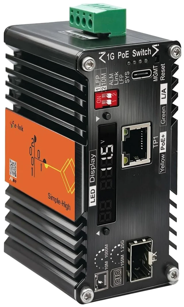 Main image of 1X1000M RJ45 30W-1X11000 SFP AI Smart Managed PoE Fiber Media Converter