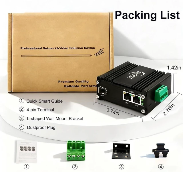 Alt view image 5 of 7 - Industrial Gigabit 30W Fiber Media Converter IEEE802.3af/at Switch