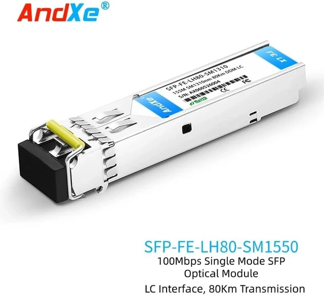 Alt view image 2 of 7 - 100 Gigabit Optical Transceiver 155M Dual Fiber Fiber Optic Module Optical Transceiver LC Interface Single Mode Multimode Applicable to Foreign Brand Equipment (SFP-FE-LH80-SM1550)
