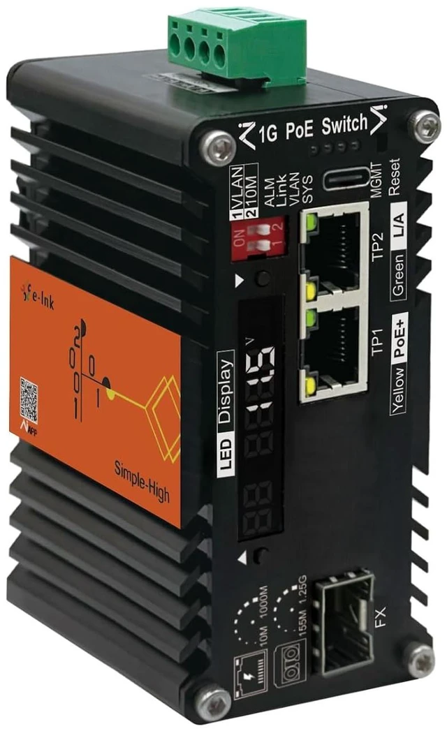 Main image of 2×1G RJ45 +1×1G SFP AI Managed Industrial Fiber Media Converter