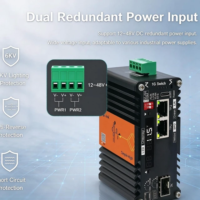Alt view image 3 of 6 - 2×1G RJ45 +1×1G SFP AI Managed Industrial Fiber Media Converter