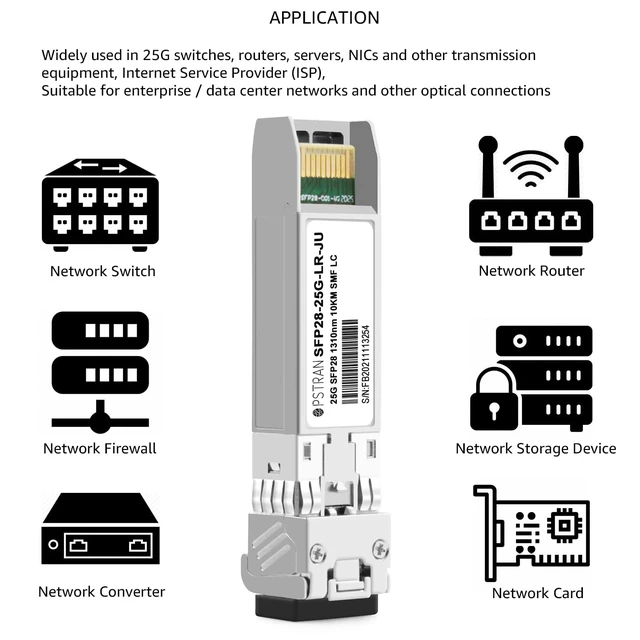Alt view image 2 of 2 - 25GBASE-LR SFP28 Optical Transceiver Module Compatible with Juniper JNP-SFP-25G-LR 25G SFP28 1310nm 10km DDM Duplex LC SMF 4 Pack