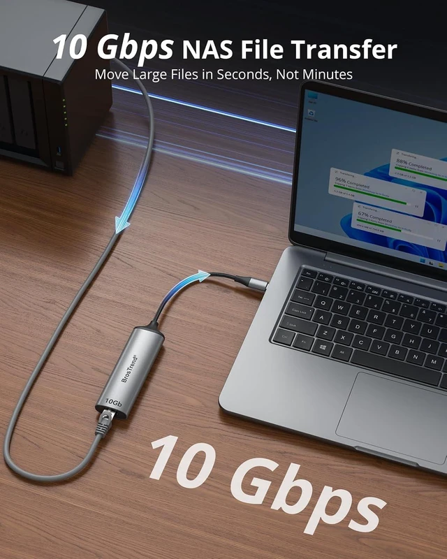 Alt view image 4 of 7 - BrosTrend 5Gb + 10Gb USB C to Ethernet Adapter for Laptop MacBook, Low-Heat