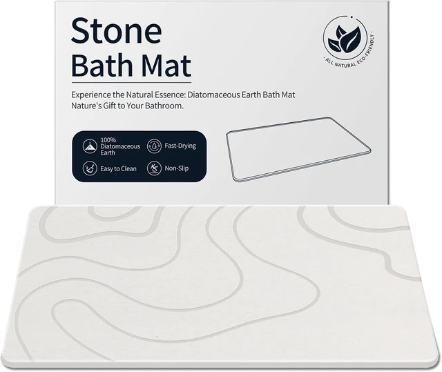 Main image of Stone Bath Mat for Bathroom, Diatomaceous Earth Shower Mat Quick Dry, White