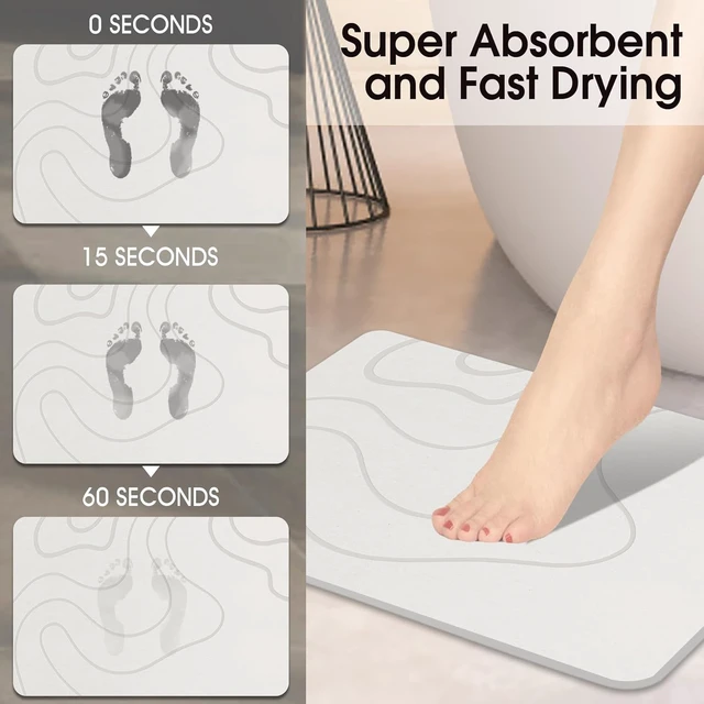 Alt view image 3 of 6 - Stone Bath Mat for Bathroom, Diatomaceous Earth Shower Mat Quick Dry, White