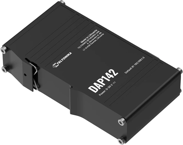 Alt view image 2 of 6 - Teltonika DAP142000000 Model DAP142 Serial Port Wireless Access Point, WiFi 4, Dual Ethernet Ports, Passive PoE, DIN Rail Mount, 2X RJ45 Ports, 1x RS232 Port, Industrial Networking Device