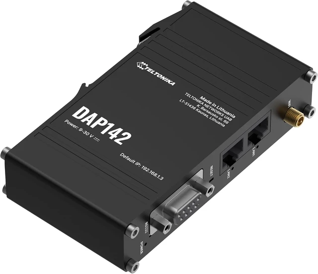 Alt view image 3 of 6 - Teltonika DAP142000000 Model DAP142 Serial Port Wireless Access Point, WiFi 4, Dual Ethernet Ports, Passive PoE, DIN Rail Mount, 2X RJ45 Ports, 1x RS232 Port, Industrial Networking Device
