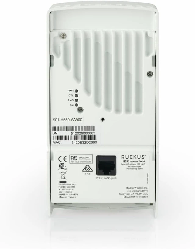 Alt view image 4 of 4 - RUCKUS H550 Wi-Fi 6 Wall-Plate Access Point and Switch, Dual-Band 802.11ax 2x2:2 MU-MIMO, Up to 1774 Mbps, 512 Clients, 1GbE PoE Uplink + 4X 1GbE (48V Passive PoE Out), BLE/Zigbee, USB, 901-H550-US02