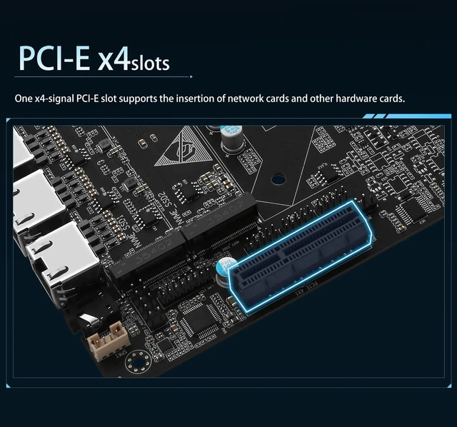 Alt view image 5 of 7 - StoneStorm 6-Bay NAS Mini-ITX Motherboard 4 i226-v 2.5GbE Ports with Core i7 1165G7 Processor, up to 4.7GHz, Dual DDR4, 2 M.2 NVMe PCIe3.0x4, 2 SATA3.0, SFF-8643(4 SATA3.0 6Gb/s), Triple 4K Display