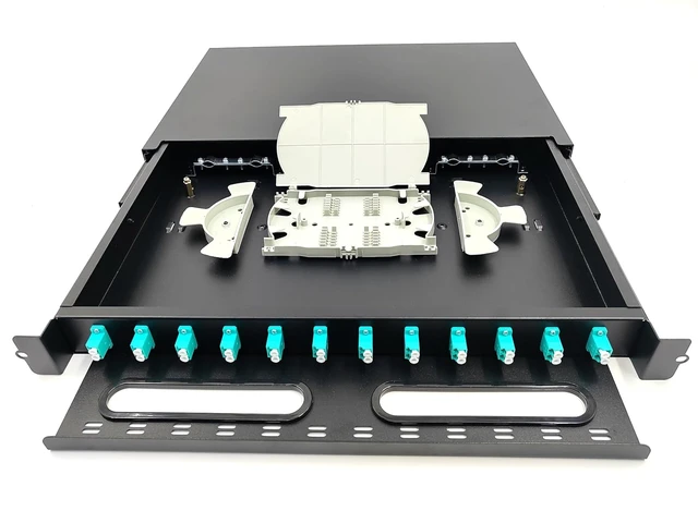 Alt view image 2 of 6 - LC-OM3 12 Duplex Multimode 1U 12-Port 24 Fibers Rack Mount Enclosure Box