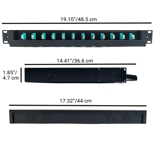 Alt view image 4 of 6 - LC-OM3 12 Duplex Multimode 1U 12-Port 24 Fibers Rack Mount Enclosure Box