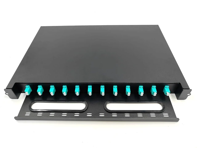 Alt view image 3 of 6 - LC-OM3 12 Duplex Multimode 1U 12-Port 24 Fibers Rack Mount Enclosure Box